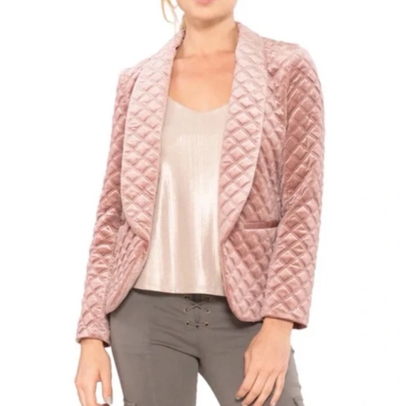 Willow & Clay quilted velvet one button blazer jacket women's Sz Medium - Picture 3 of 5